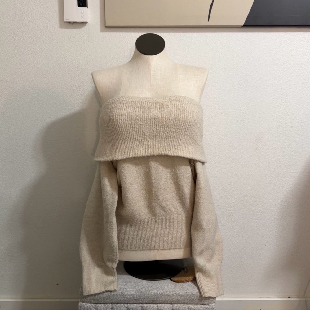 H&M Beige Off the Shoulder Sweater From Private Wardrobe